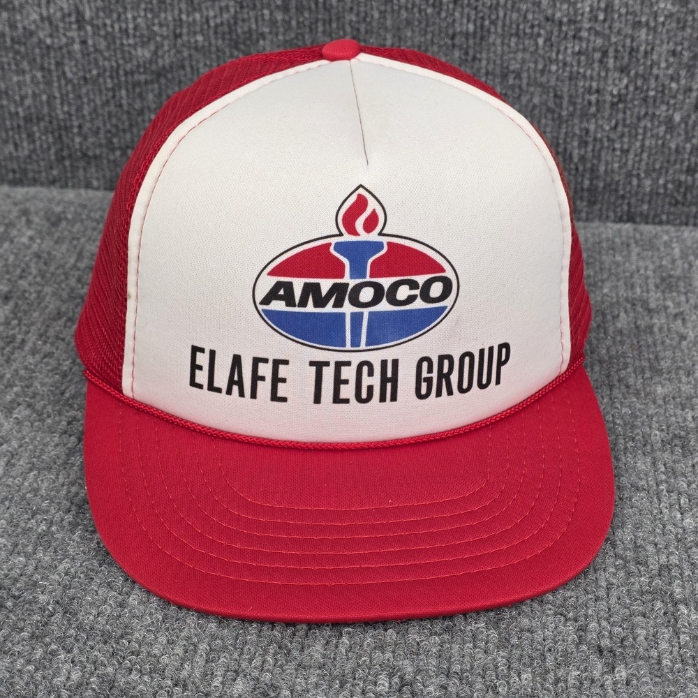 Vintage Amoco Hat Cap Mens Adjustable SnapBack Trucker Oil Gasoline Promo‎ 80s
